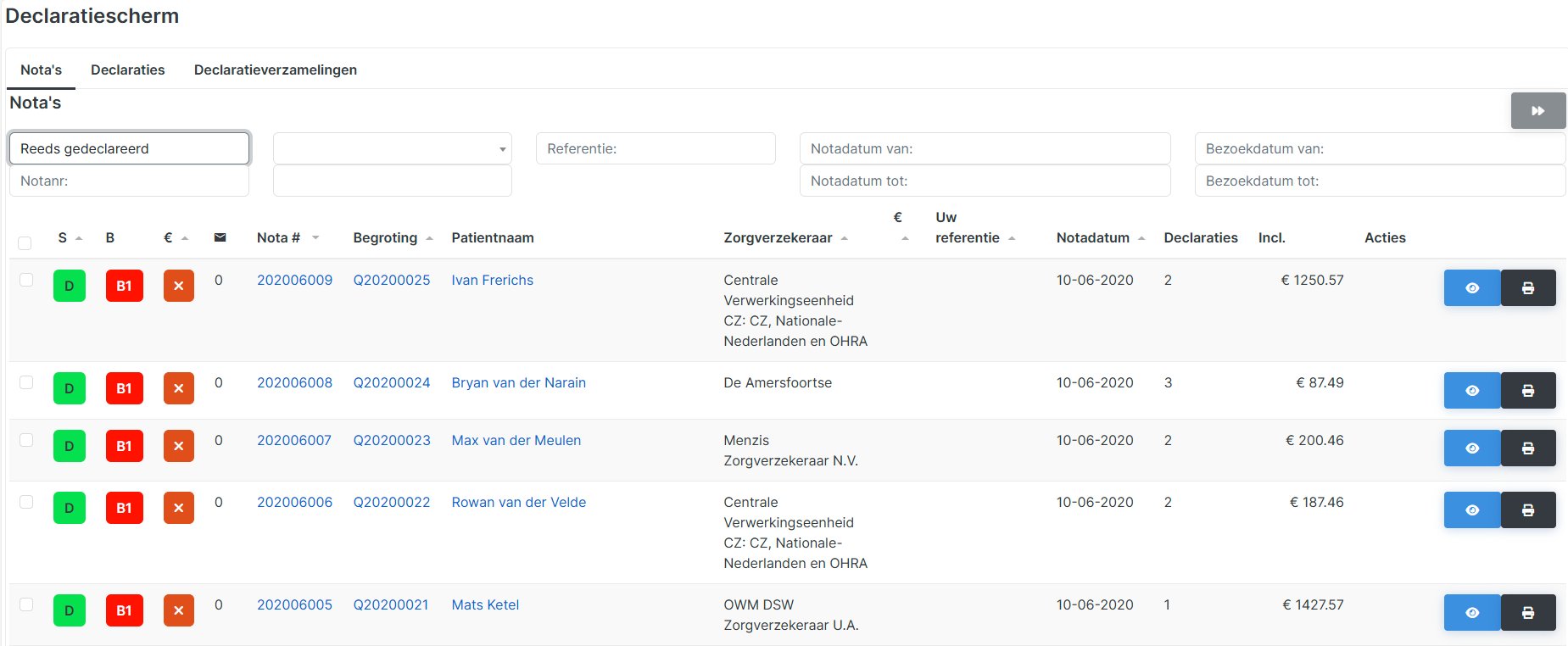 Declaratiescherm